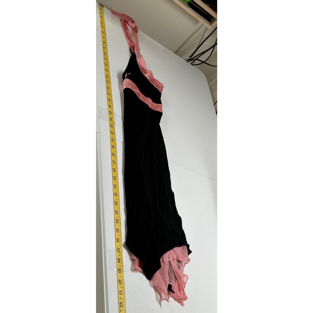 Bebe Dress Womens Small Black Pink Halter Mini Babydoll Y2K Hanky Hem Coquette‎ - Picture 11 of 11